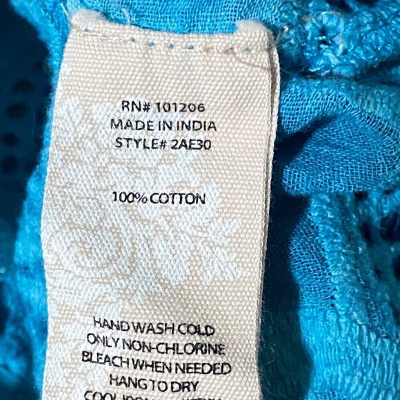 Soft Surroundings Off-Shoulder Eyelet Lace Dress with Ruffle Detail in Turquoise - Picture 5 of 5